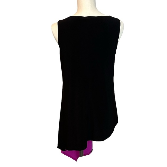 Joseph Ribkoff Asymmetrical Black and Fuchsia Sleeveless Flirt Tunic, size 12 - Picture 2 of 9